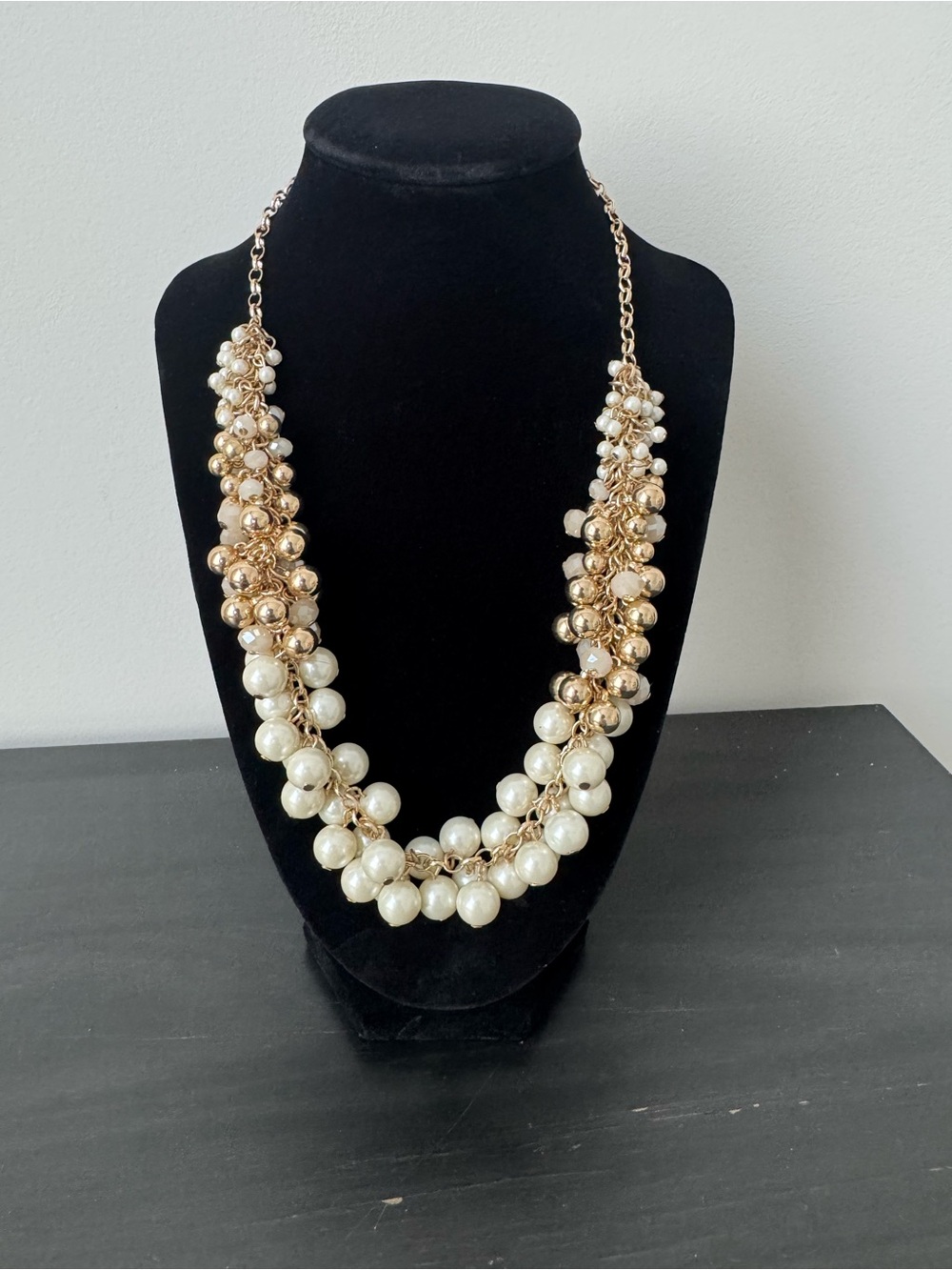 Talbots Pearl and Gold Cluster Statement Necklace - Women Jewelry